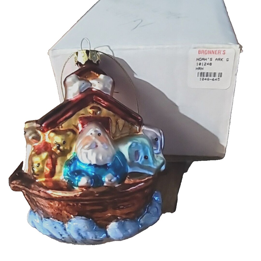 Bronner's Noah's Ark Christmas‎ Tree Ornament Rainbow Glass #1048-645